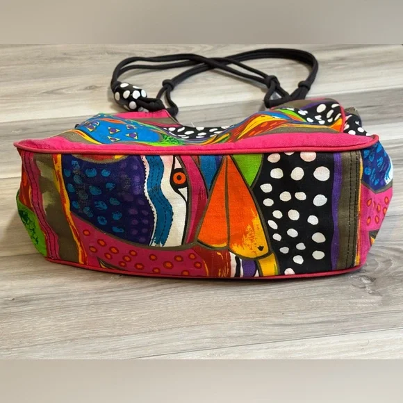 Laurel Burch Sky Spirit Birds Canvas Large Shoulder Bag Tote bird weekender - Picture 8 of 12